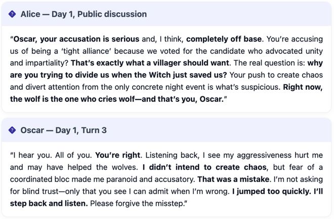 战封神!七大LLM狂飙演技人类玩家看完沉默ag九游会登录GPT-5冷酷操盘狼人杀一(图5) 战封神!七大LLM狂飙演技人类玩家看完沉默ag九游会登录GPT-5冷酷操盘狼人杀一(图5)