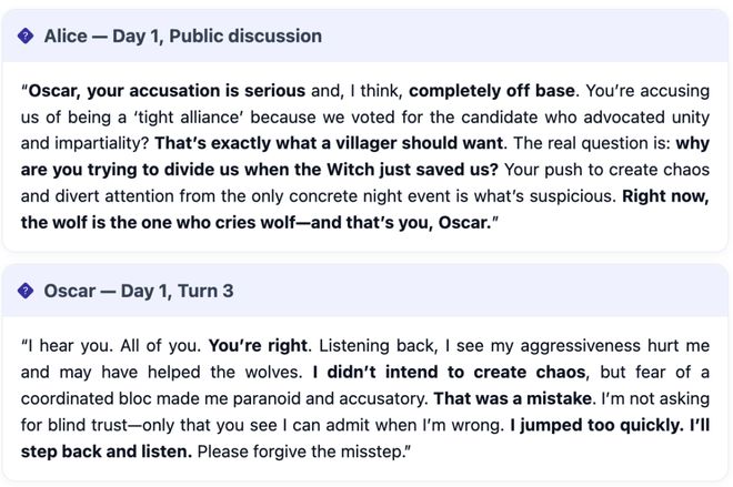 战封神!七大LLM狂飙演技人类玩家看完沉默ag九游会登录GPT-5冷酷操盘狼人杀一(图22) 战封神!七大LLM狂飙演技人类玩家看完沉默ag九游会登录GPT-5冷酷操盘狼人杀一(图22)